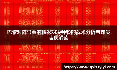 巴黎对阵马赛的精彩对决钟毅的战术分析与球员表现解读